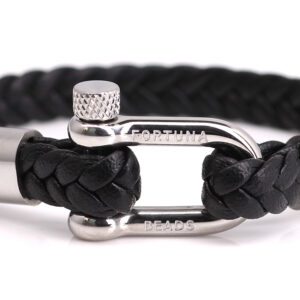 Leren heren armband Fortuna Beads (zwart)